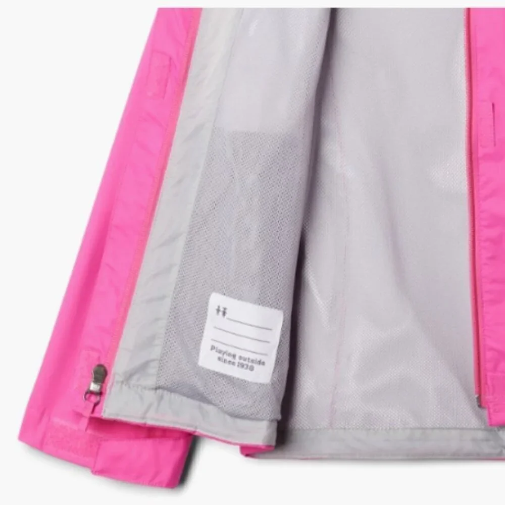 Columbia Girls Small Arcadia Jacket Kids Pink Hood Mesh Lining Waterproof NWT